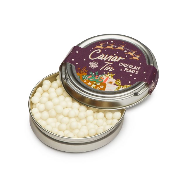 Winter Collection – Caviar Tin – White Chocolate Pearls